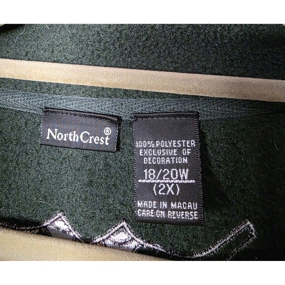 Northcrest Fleece Pullover Size 2X Christmas Holiday Green Cabincore 1/4 Zip - Picture 2 of 7